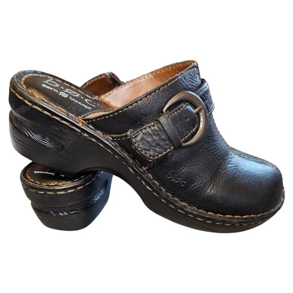 BOC Black Leather Mule Clogs | Size 6 | Buckle Accent | Slip-On | Everyday Style - Picture 2 of 6